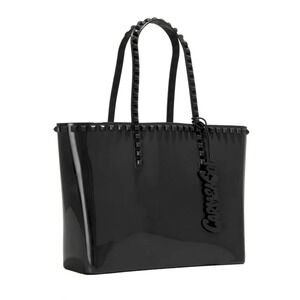 Carmen Sol Black Studded Double Handle Jelly Tote Handbag
